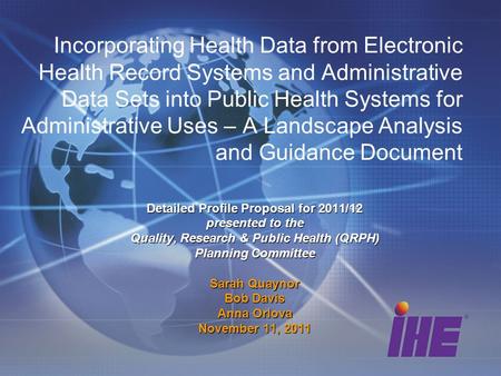 Incorporating Health Data from Electronic Health Record Systems and Administrative Data Sets into Public Health Systems for Administrative Uses – A Landscape.