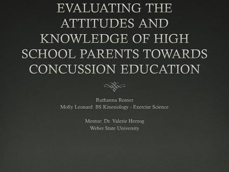 INTRODUCTION  Parent attitudes and knowledge study  Heads up! Concussion education program  CDC.