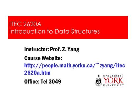 ITEC 2620A Introduction to Data Structures
