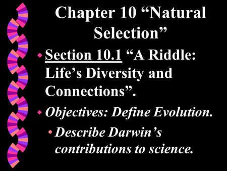 Chapter 10 “Natural Selection”