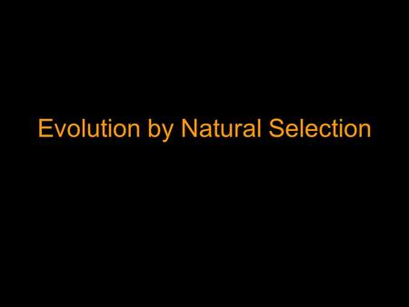 Evolution by Natural Selection