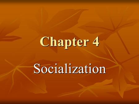 Chapter 4 Socialization. Socialization The process by which people learn their culture. The process by which people learn their culture. They do so by.