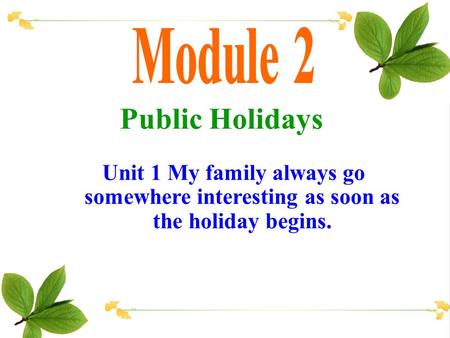 Public Holidays Module 2