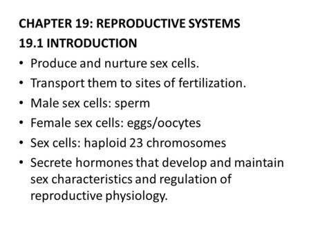CHAPTER 19: REPRODUCTIVE SYSTEMS