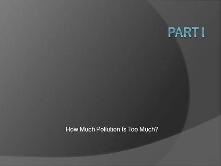 How Much Pollution Is Too Much?. Ethics and Economics.