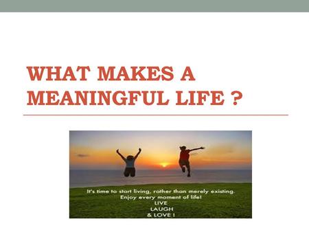 What makes a meaningful life ?