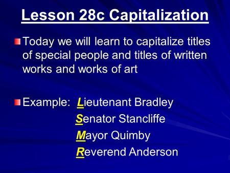Lesson 28c Capitalization
