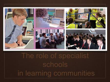 The role of specialist schools in learning communities.