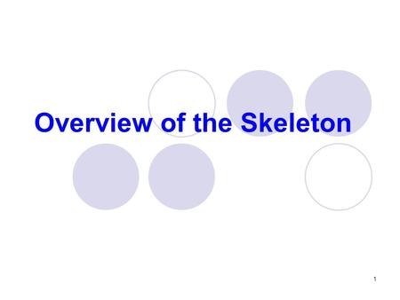 Overview of the Skeleton 1. Bones of the skeleton Cartilages, ligaments and other connective tissues that stabilize and connect The skeletal system includes.