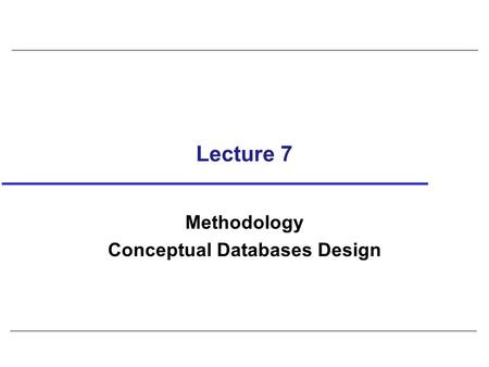 Methodology Conceptual Databases Design