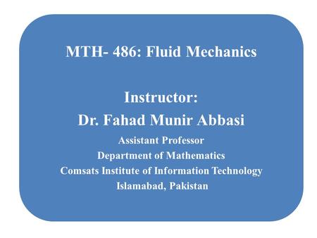 Department of Mathematics Comsats Institute of Information Technology