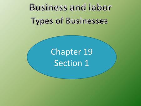 Chapter 19 Section 1. Proprietorships  Sole Proprietorship- A business owned and operated by a sole or single person. Advantage- Full pride in the owning.