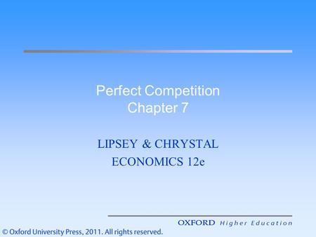 Perfect Competition Chapter 7