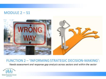 FUNCTION 2 – ‘INFORMING STRATEGIC DECISION-MAKING’: Needs assessment and response gap analysis across sectors and within the sector MODULE 2 – S1.