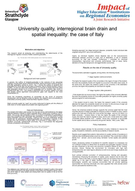 University quality, interregional brain drain and spatial inequality: the case of Italy Motivation and objectives This research aimed at analyzing and.