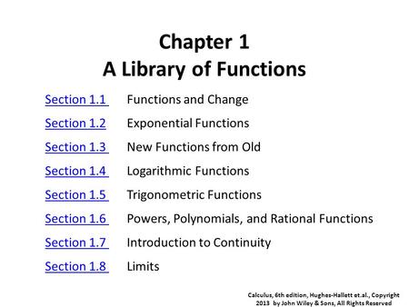 Chapter 1 A Library of Functions