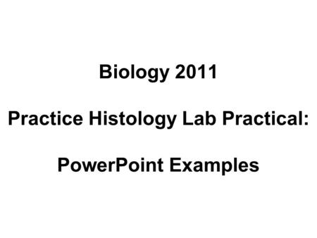 Biology 2011 Practice Histology Lab Practical: PowerPoint Examples.