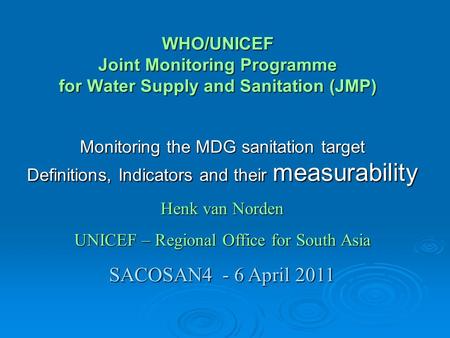 Monitoring the MDG sanitation target