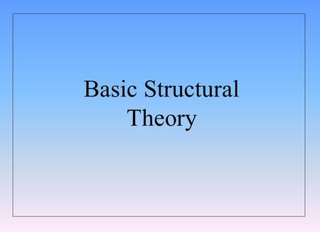 Basic Structural Theory. BASIC STRUCTURAL THEORY TECHNICAL STANDARDS BRANCH INTRODUCTION TO BRIDGES TRANSPORTATION Slide 2 Beams Different member types.