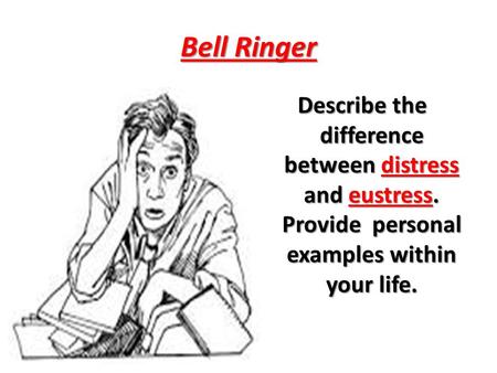 Bell Ringer Describe the difference between distress and eustress. Provide personal examples within your life.
