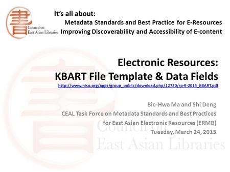 Electronic Resources: KBART File Template & Data Fields