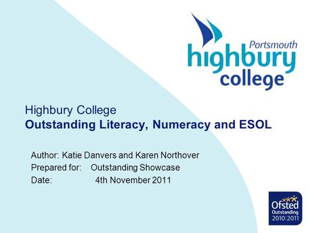 Highbury College Outstanding Literacy, Numeracy and ESOL