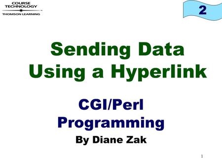 2 1 Sending Data Using a Hyperlink CGI/Perl Programming By Diane Zak.