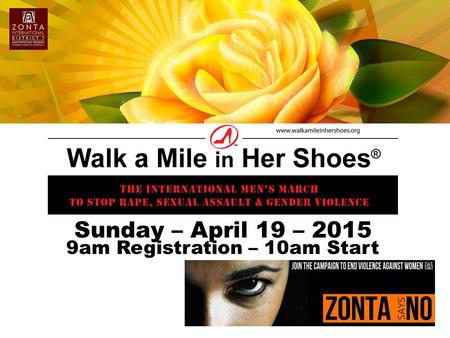 Sunday – April 19 – 2015 9am Registration – 10am Start.