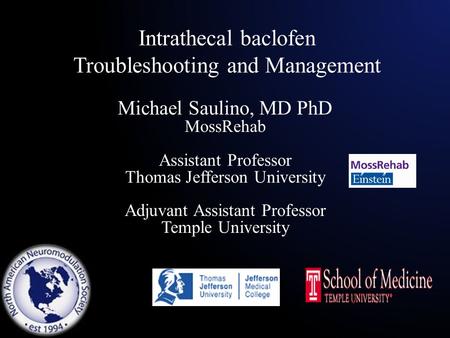 Intrathecal baclofen Troubleshooting and Management