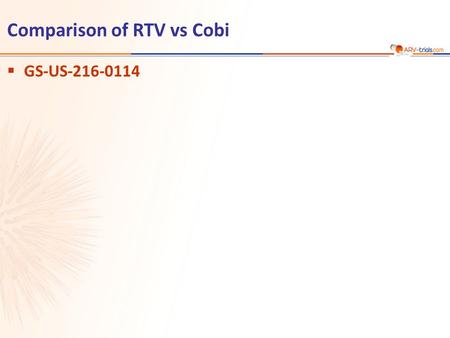 Comparison of RTV vs Cobi  GS-US-216-0114. Gallant JE. JID 2013;208:32-9 GS-US-216-0114  Design  Objective –Non inferiority of COBI compared with RTV.