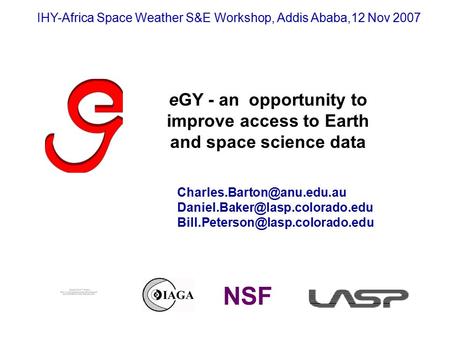 EGY - an opportunity to improve access to Earth and space science data