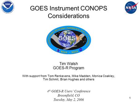 GOES Instrument CONOPS Considerations