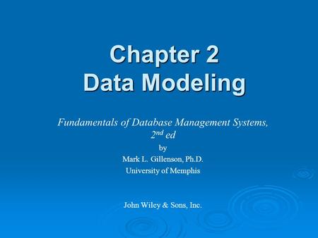 Fundamentals of Database Management Systems, 2nd ed