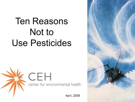 Ten Reasons Not to Use Pesticides April, 2009. 1.Pesticides don’t solve pest problems.