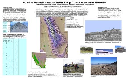 UC White Mountain Research Station brings GLORIA to the White Mountains Upper summit area (within 5 vertical m of summit point) Lower summit area (between.