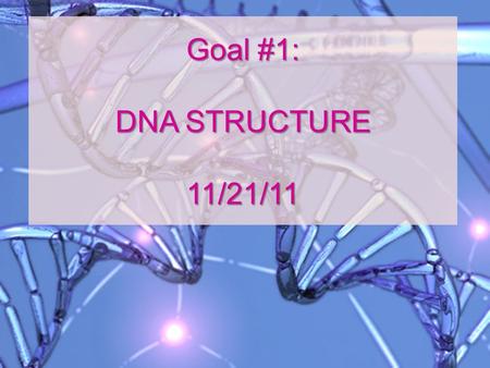 Goal #1: DNA STRUCTURE 11/21/11 I. Genes Sections of DNA that hold instructions to make you!