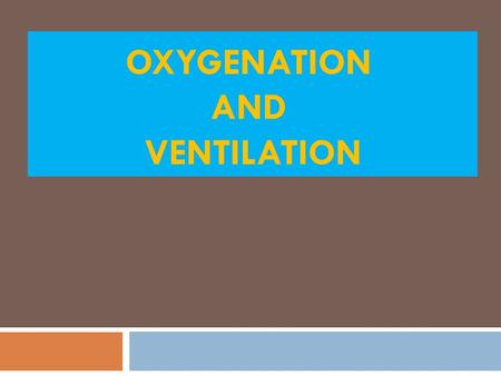 Oxygenation And Ventilation