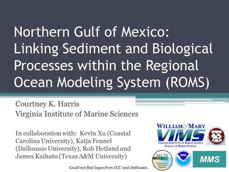 Northern Gulf of Mexico: Linking Sediment and Biological Processes within the Regional Ocean Modeling System (ROMS) Courtney K. Harris Virginia Institute.