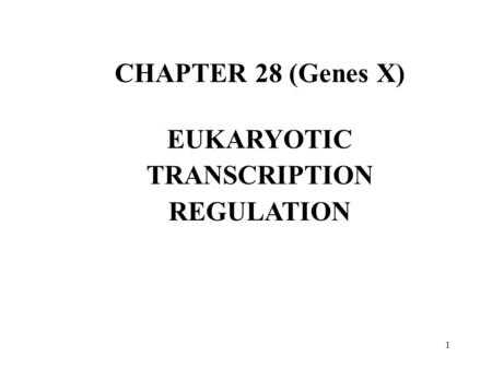 EUKARYOTIC TRANSCRIPTION REGULATION