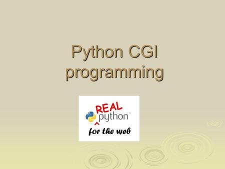 Python CGI programming