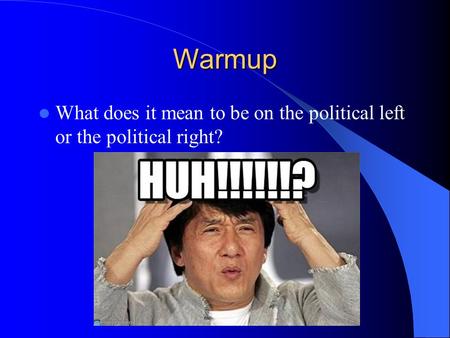 Warmup What does it mean to be on the political left or the political right?