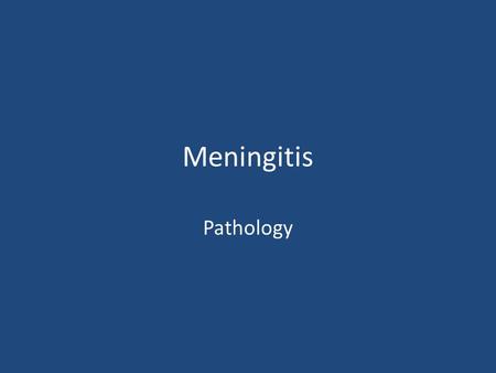 Meningitis Pathology.