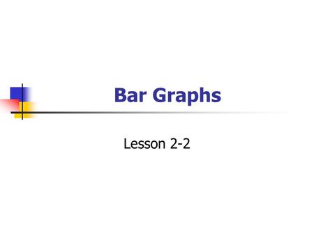 Bar Graphs Lesson 2-2. Bar Graphs A graph is a visual way to display data. A bar graph is used to compare data.