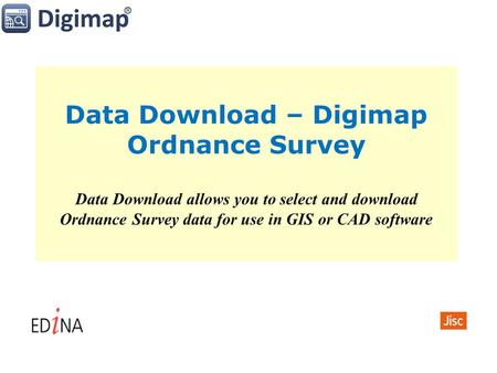 Data Download – Digimap Ordnance Survey Data Download allows you to select and download Ordnance Survey data for use in GIS or CAD software.