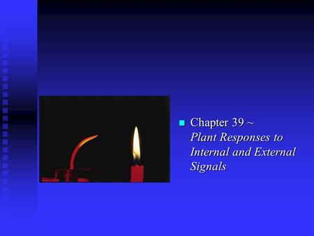 N Chapter 39 ~ Plant Responses to Internal and External Signals.