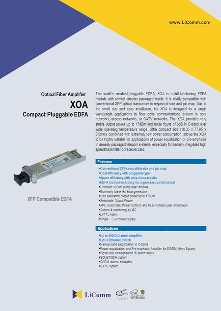 XOA LiComm Compact Pluggable EDFA Optical Fiber Amplifier