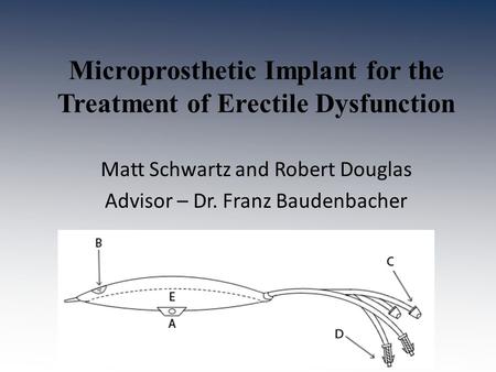 Microprosthetic Implant for the Treatment of Erectile Dysfunction Matt Schwartz and Robert Douglas Advisor – Dr. Franz Baudenbacher.