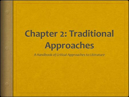 Chapter 2: Traditional Approaches