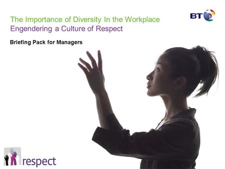 Briefing Pack for Managers The Importance of Diversity In the Workplace Engendering a Culture of Respect.