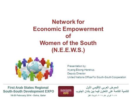 Network for Economic Empowerment of Women of the South (N.E.E.W.S.) Presentation by: Inyang Ebong-Harstrup, Deputy Director United Nations Office For South-South.